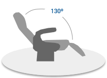 Poltronas com 130° de reclinação